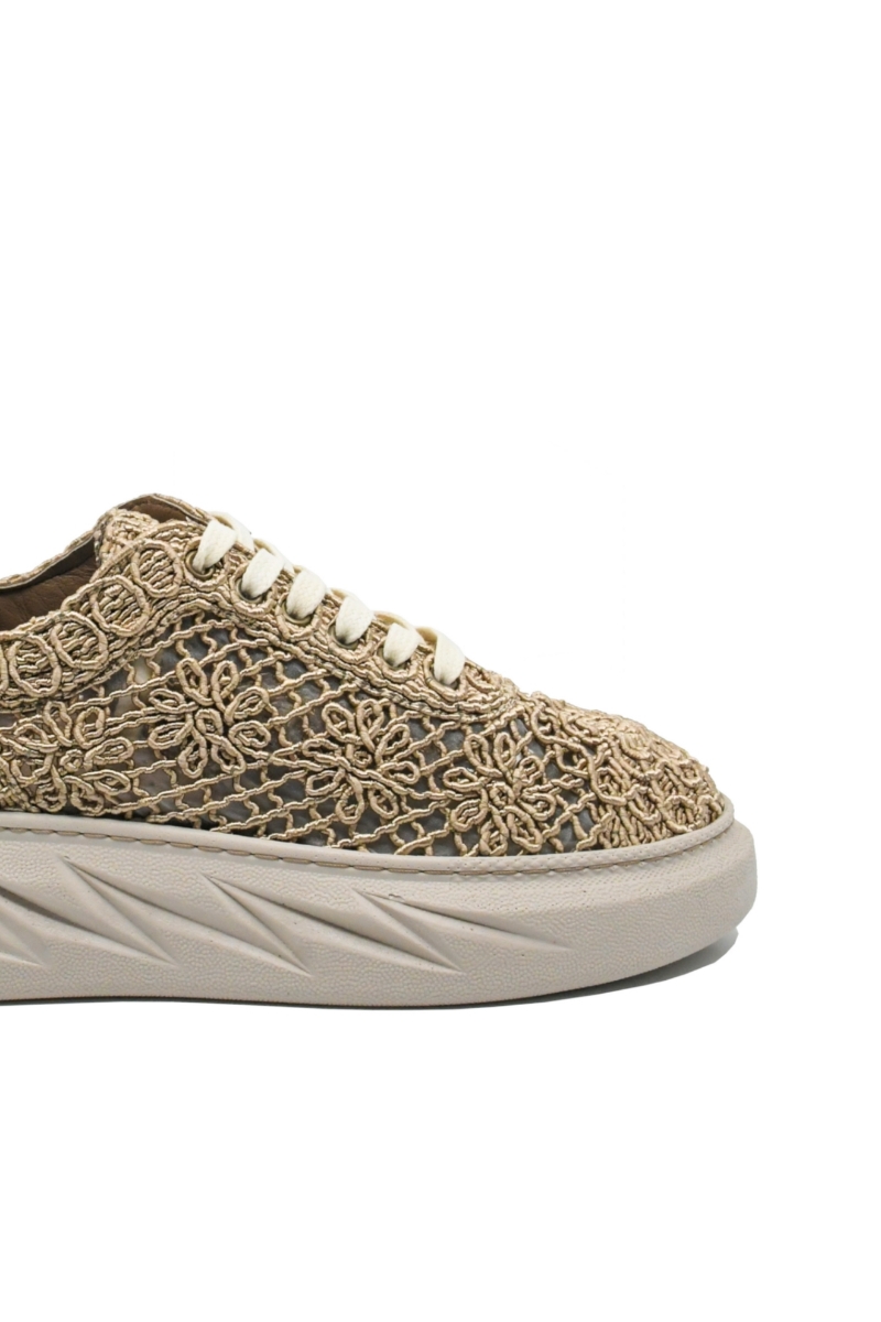 Imagine Sneakers de vară anatomici Bio Flex din dantelă maro deschis MIR450-001