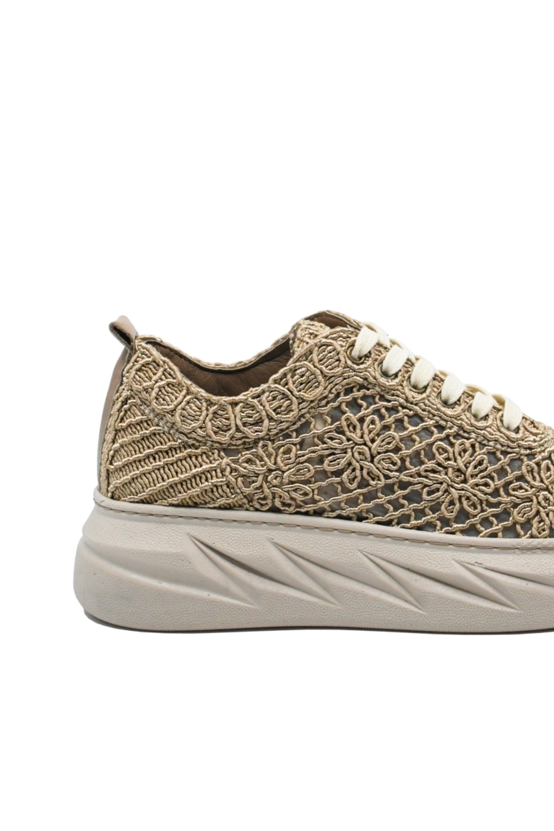 Imagine Sneakers de vară anatomici Bio Flex din dantelă maro deschis MIR450-001