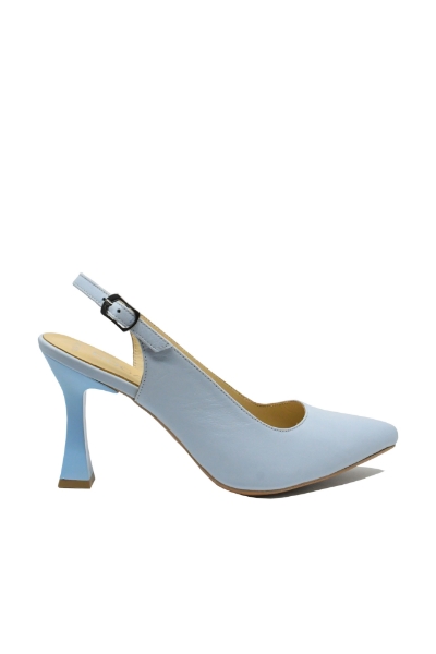 Imagine Pantofi decupați cu toc clepsidră, bleu, din piele naturală MIR824