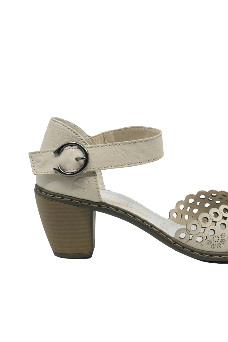 Imagine Pantofi decupați bej  din piele naturală cu perforații dantelate RIK40902-60