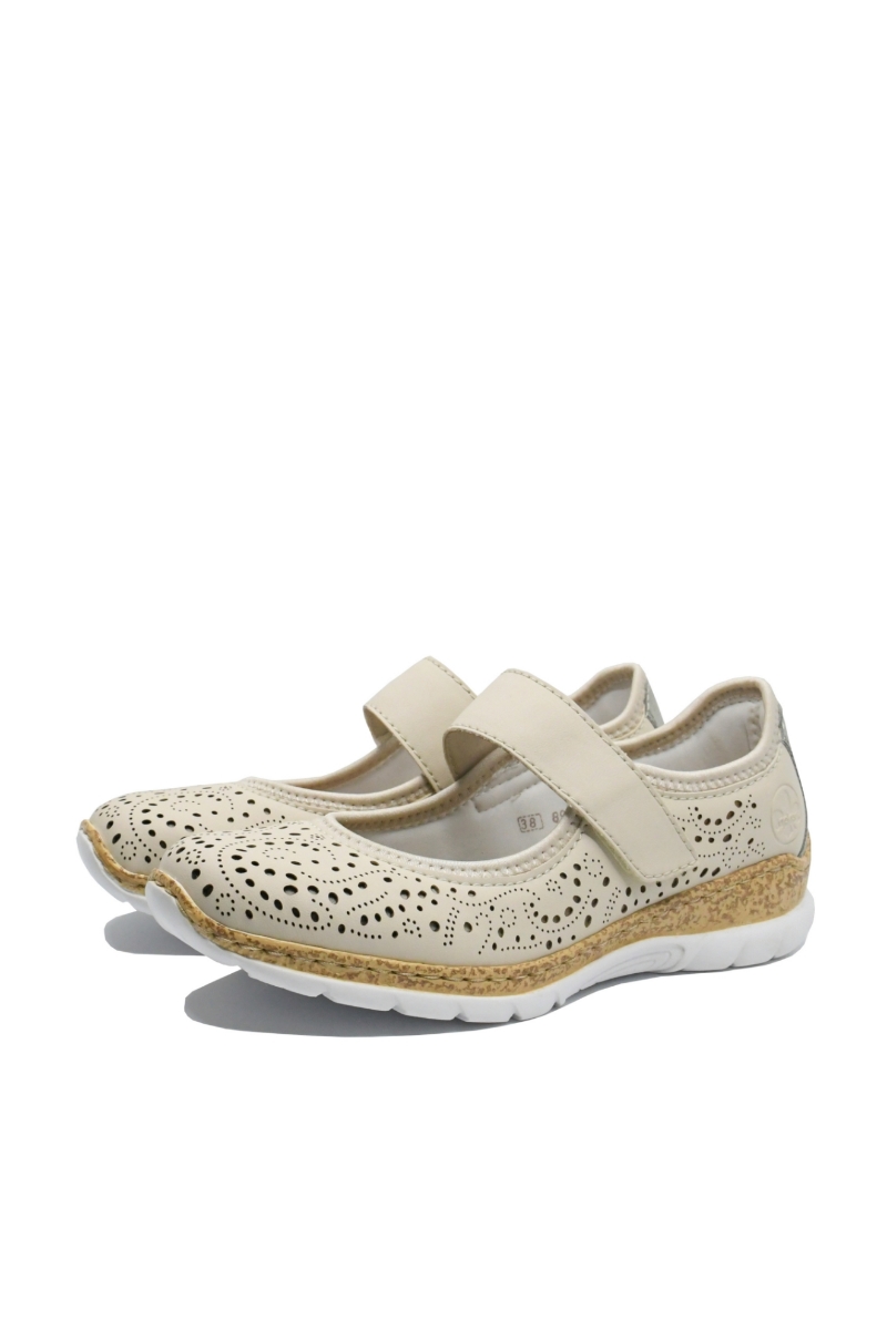 Imagine Pantofi damă confortabili bej cu model perforat RIKN4299-60
