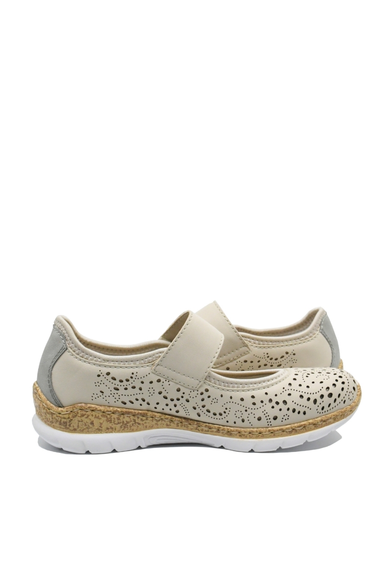 Imagine Pantofi damă confortabili bej cu model perforat RIKN4299-60