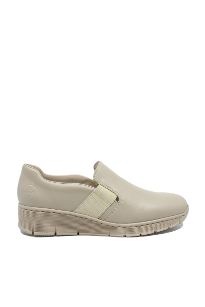 Imagine Pantofi damă bej din piele naturală, cu inserție elastică RIK53784-60