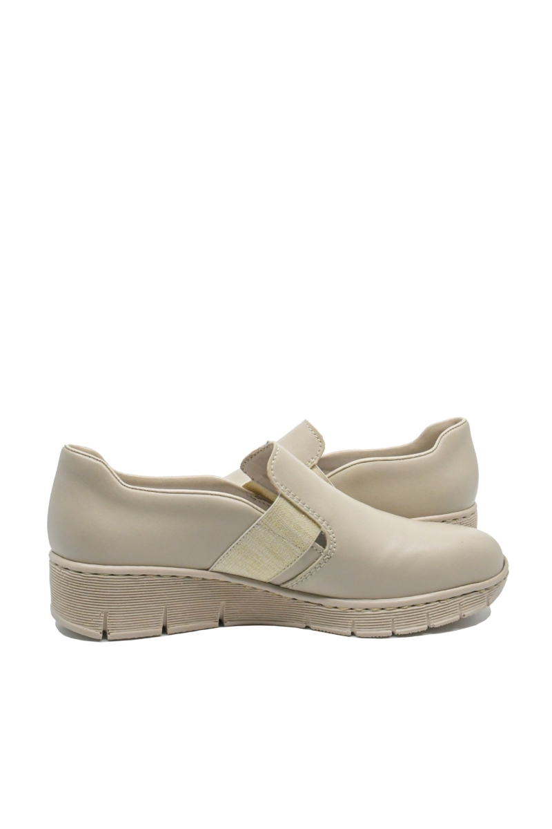 Imagine Pantofi damă bej din piele naturală, cu inserție elastică RIK53784-60