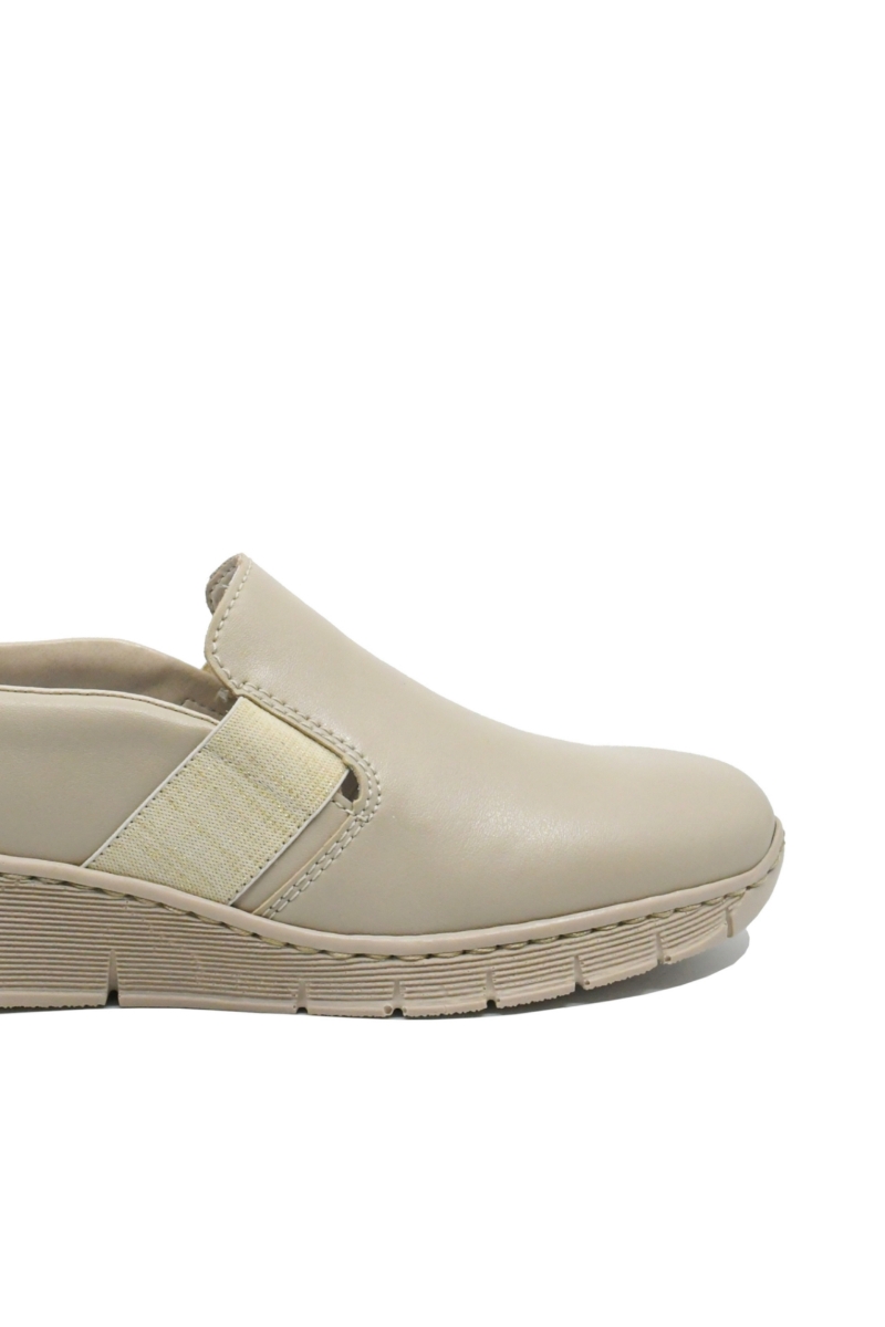 Imagine Pantofi damă bej din piele naturală, cu inserție elastică RIK53784-60