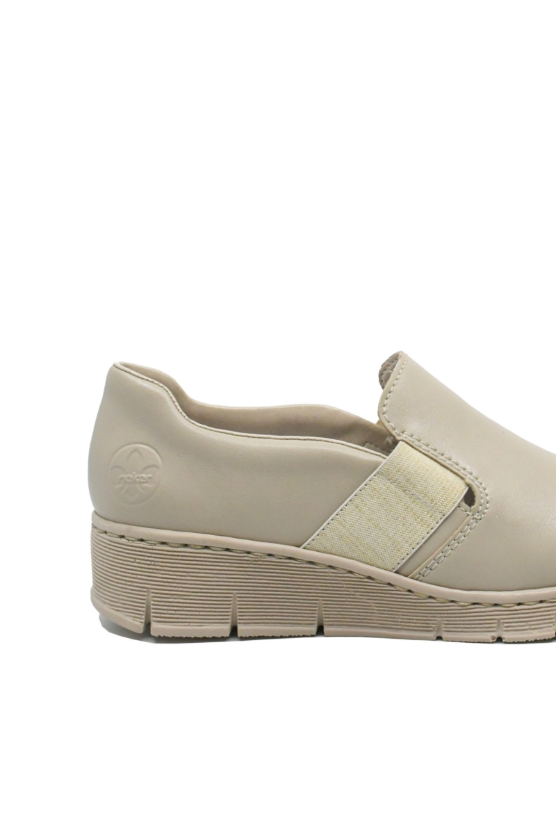 Imagine Pantofi damă bej din piele naturală, cu inserție elastică RIK53784-60