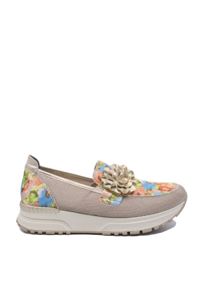 Imagine Pantofi comozi damă din plasă, roz cu model floral RIKN7460-31