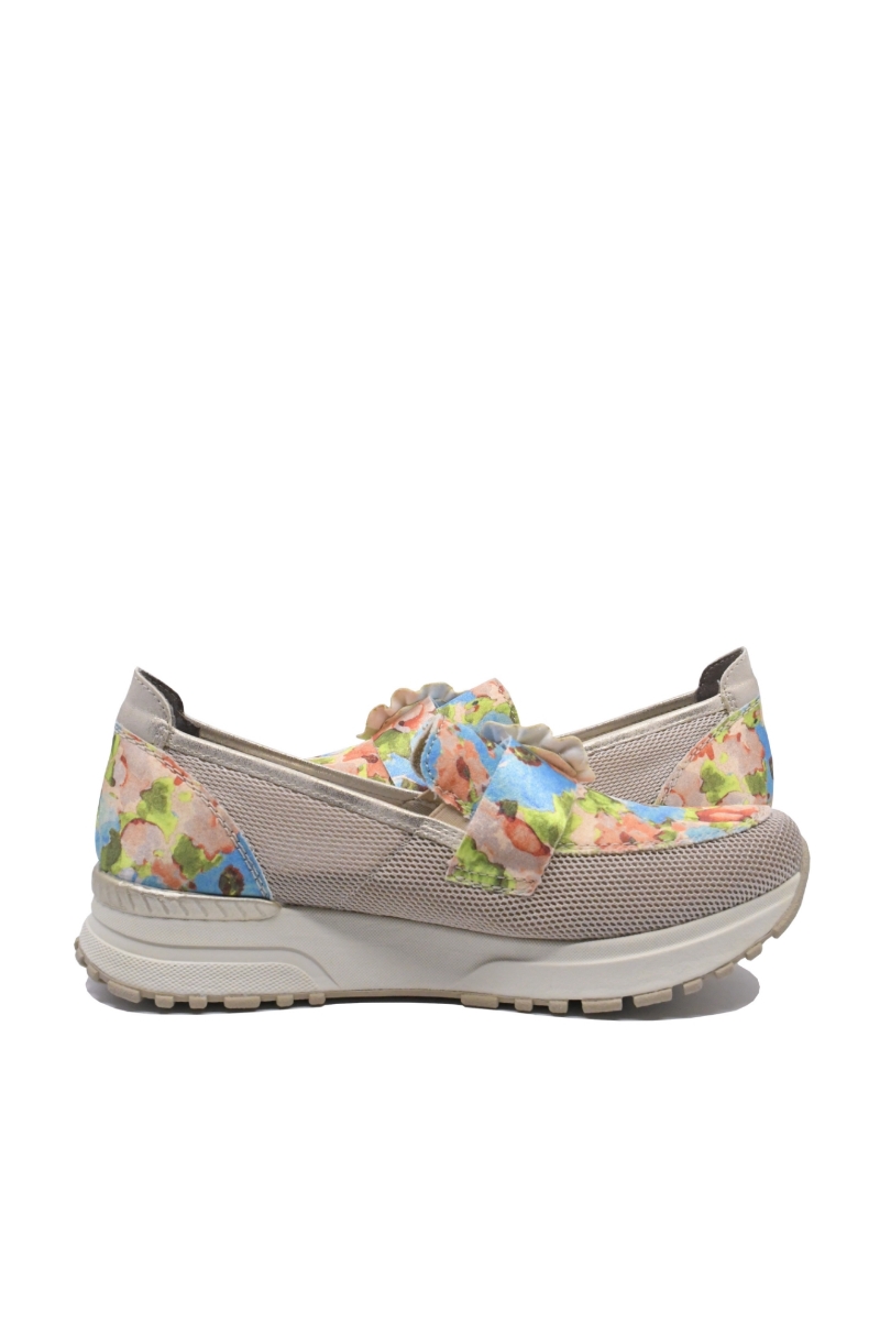 Imagine Pantofi comozi damă din plasă, roz cu model floral RIKN7460-31
