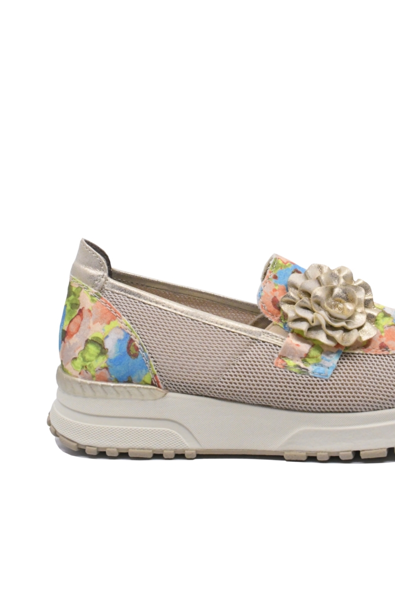 Imagine Pantofi comozi damă din plasă, roz cu model floral RIKN7460-31
