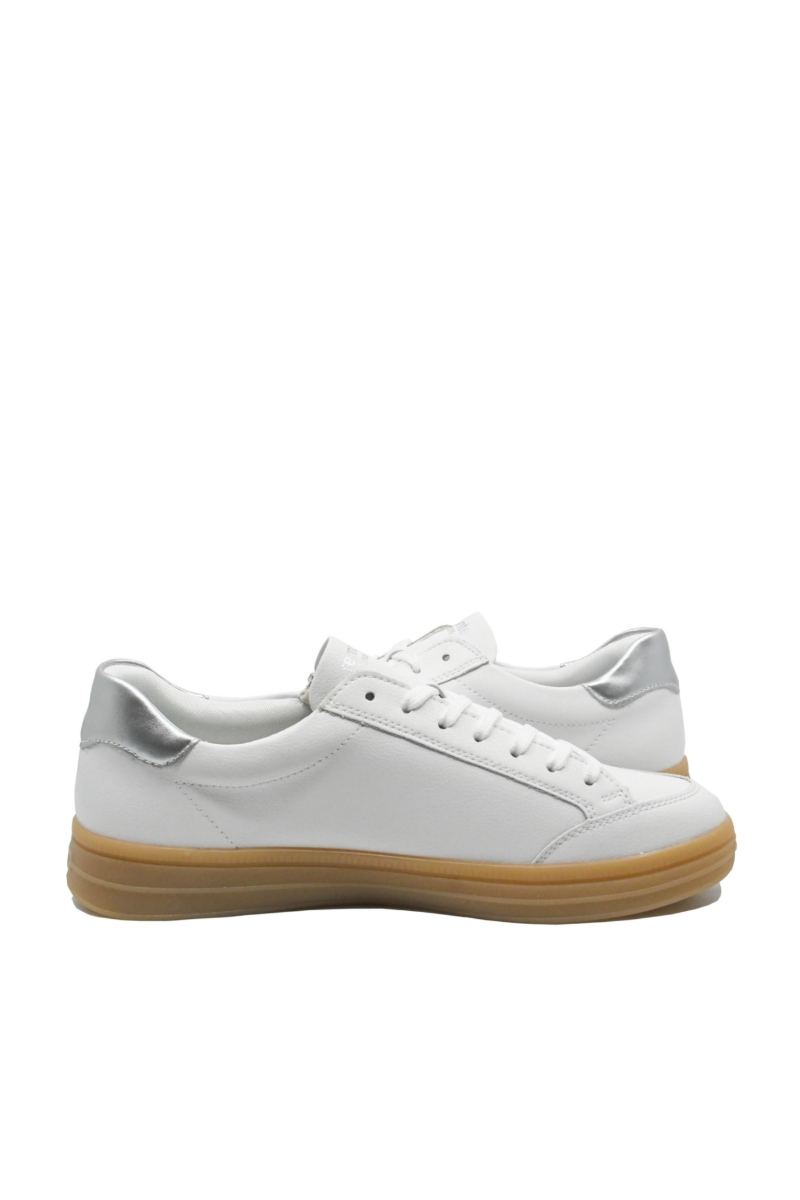 Imagine Pantofi sport damă alb cu argintiu, din piele naturală REMD2C02-80