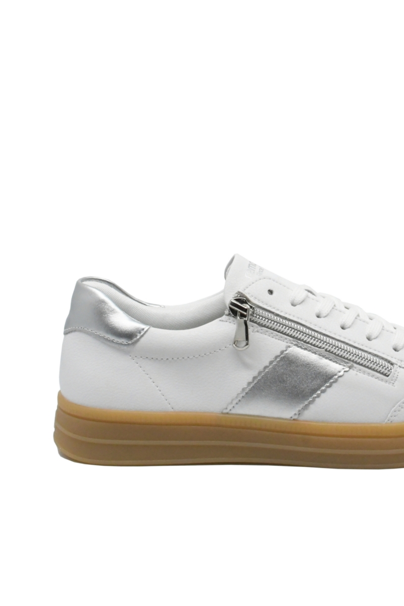 Imagine Pantofi sport damă alb cu argintiu, din piele naturală REMD2C02-80