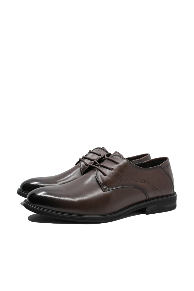 Imagine Pantofi eleganți bărbați stil Derby, maro închis, din piele naturală FNX2812