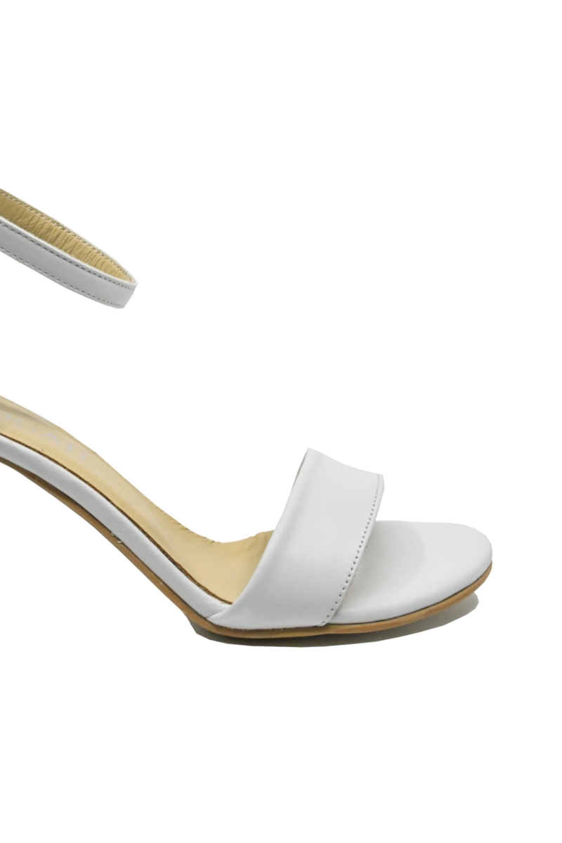 Imagine Sandale elegante cu baretă la gleznă, albe, din piele naturală MIR0139