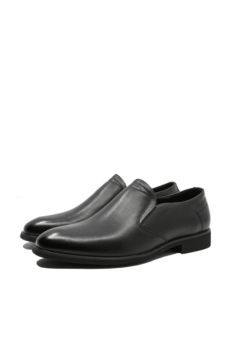 Imagine Pantofi office bărbați fără șiret, negri din piele naturală FNX81139