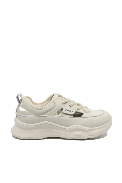 Imagine Pantofi sport damă cu decupaje, crem, din piele naturală FNX70136
