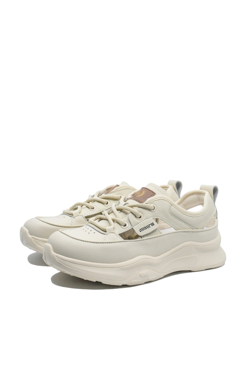 Imagine Pantofi sport damă cu decupaje, crem, din piele naturală FNX70136