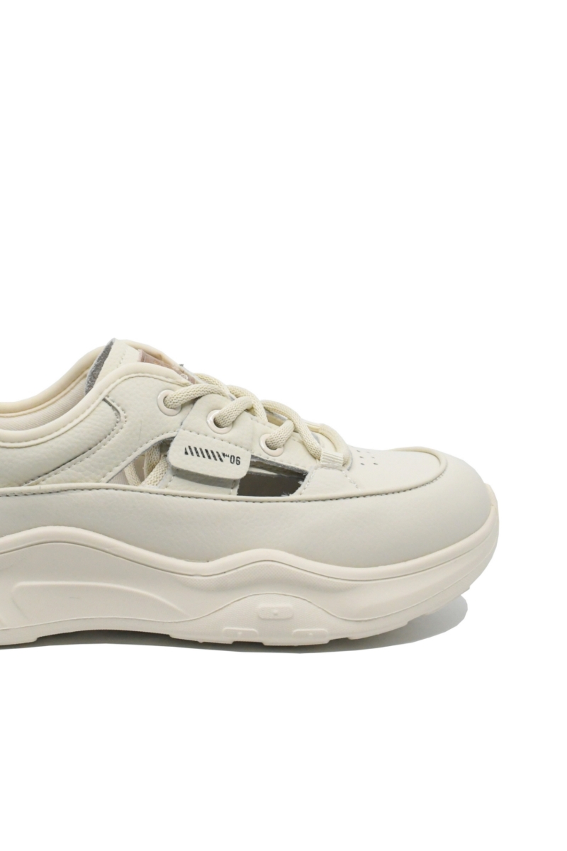 Imagine Pantofi sport damă cu decupaje, crem, din piele naturală FNX70136