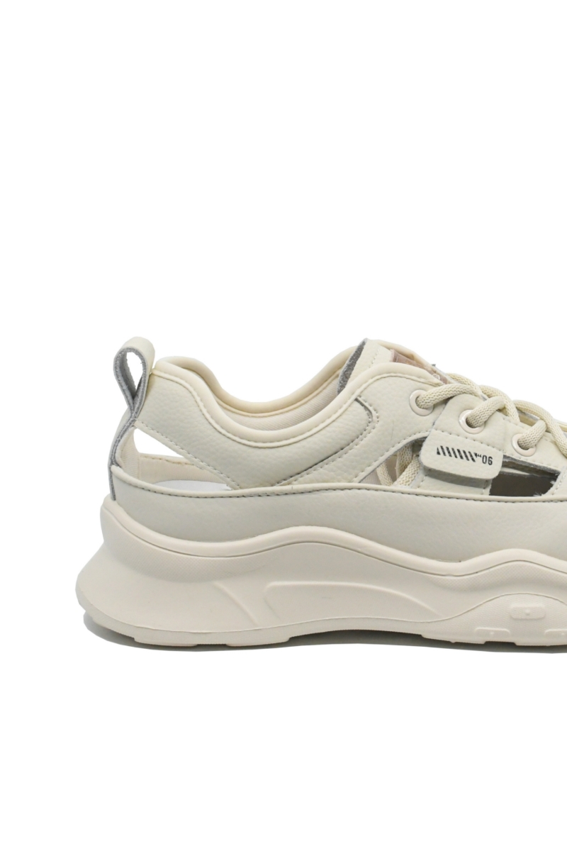 Imagine Pantofi sport damă cu decupaje, crem, din piele naturală FNX70136