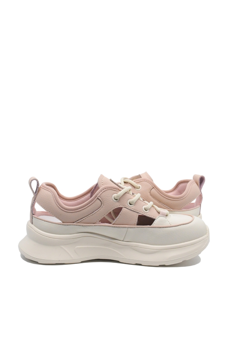 Imagine Pantofi sport damă cu decupaje, roz, din piele naturală FNX70136