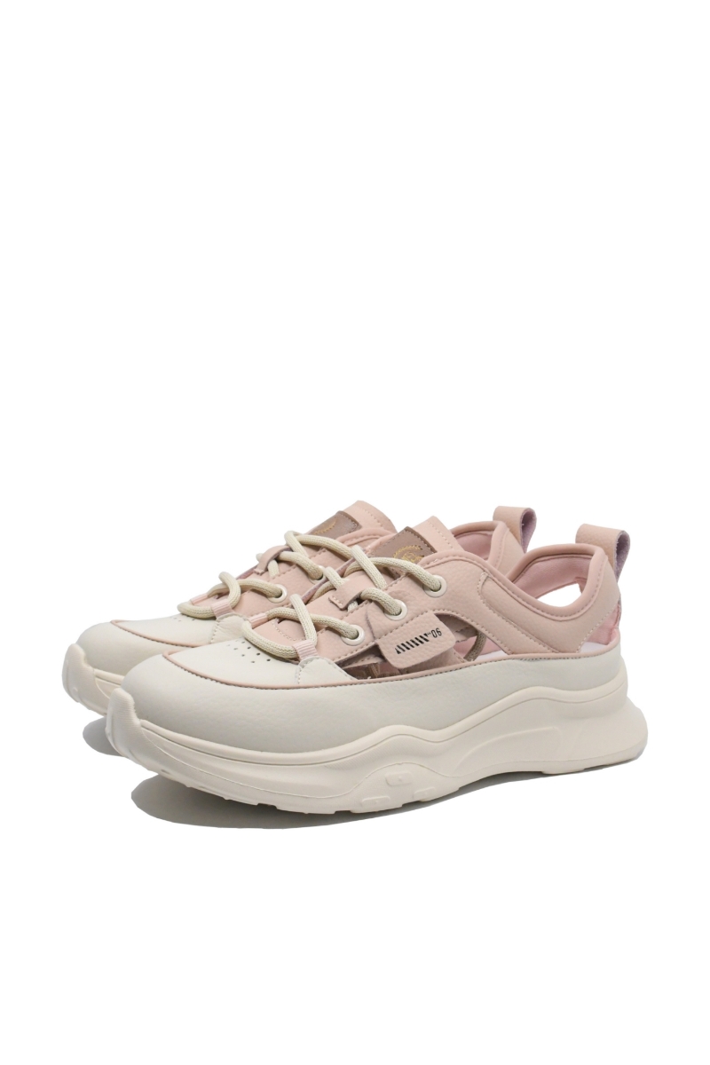 Imagine Pantofi sport damă cu decupaje, roz, din piele naturală FNX70136