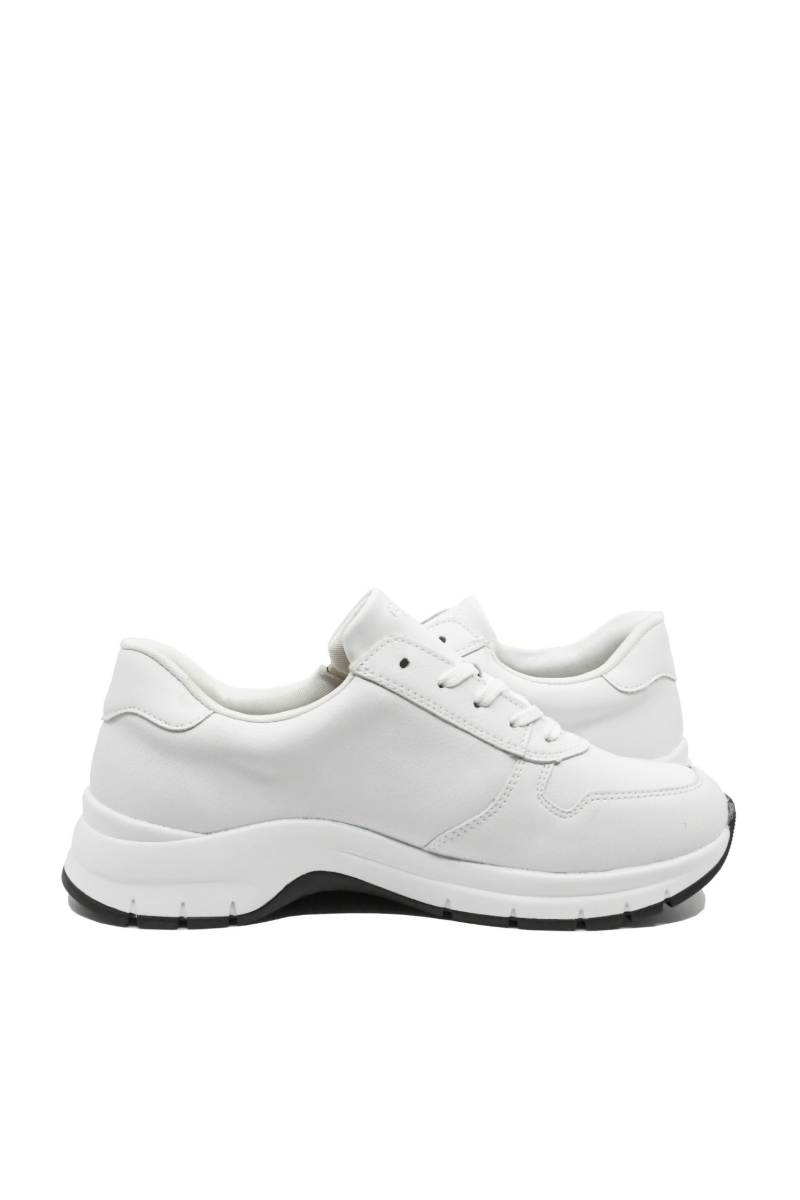 Imagine Pantofi sport din piele naturală, albi, cu fermoar decorativ REMD0G12-80