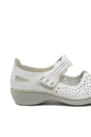 Imagine Pantofi perforați cu baretă albi din piele naturală RIK41399-80