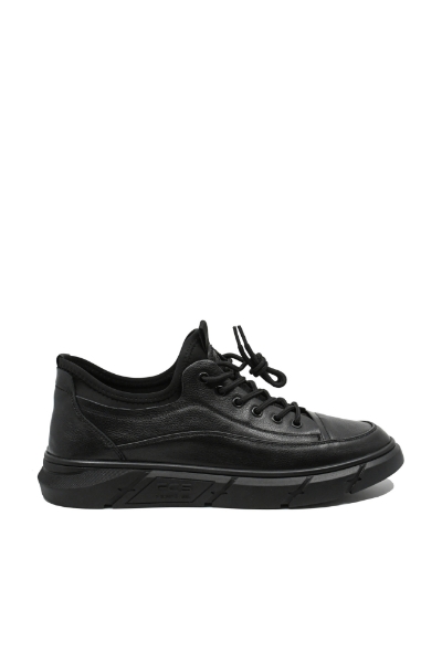 Imagine Pantofi casual bărbați, negri, din piele naturală cu inserție flexibilă FNX218902