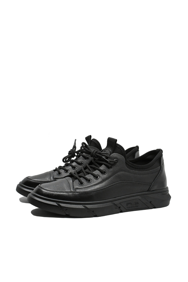 Imagine Pantofi casual bărbați, negri, din piele naturală cu inserție flexibilă FNX218902