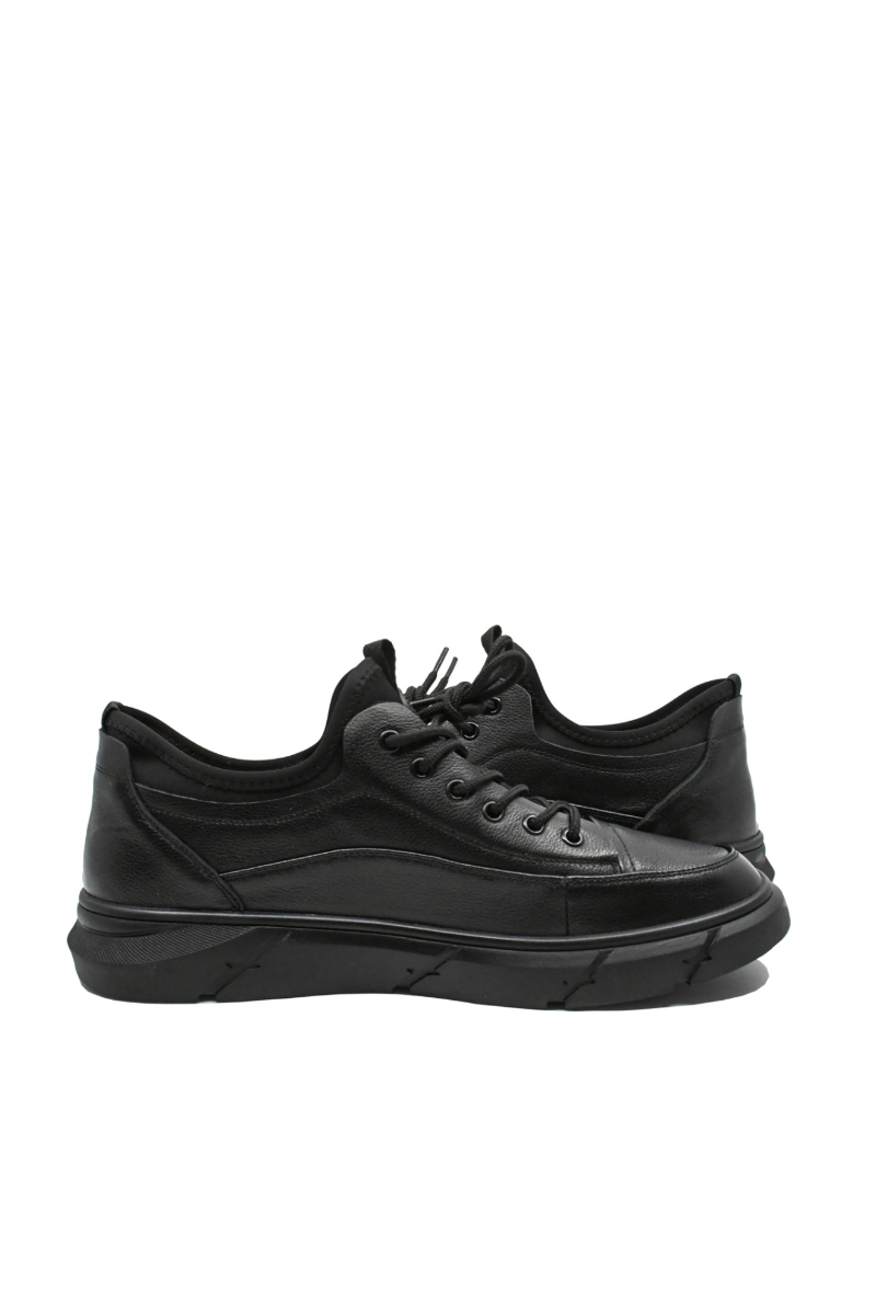 Imagine Pantofi casual bărbați, negri, din piele naturală cu inserție flexibilă FNX218902