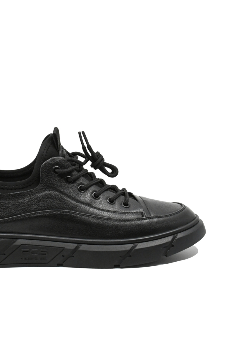Imagine Pantofi casual bărbați, negri, din piele naturală cu inserție flexibilă FNX218902