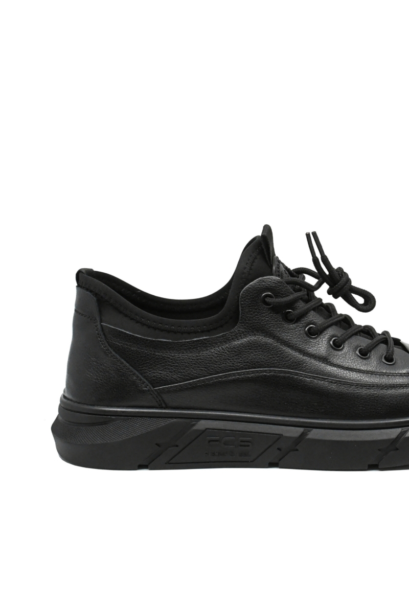 Imagine Pantofi casual bărbați, negri, din piele naturală cu inserție flexibilă FNX218902