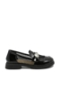 Imagine Pantofi chic stil loafer negri din lac cu inserții de plasă FNX58019