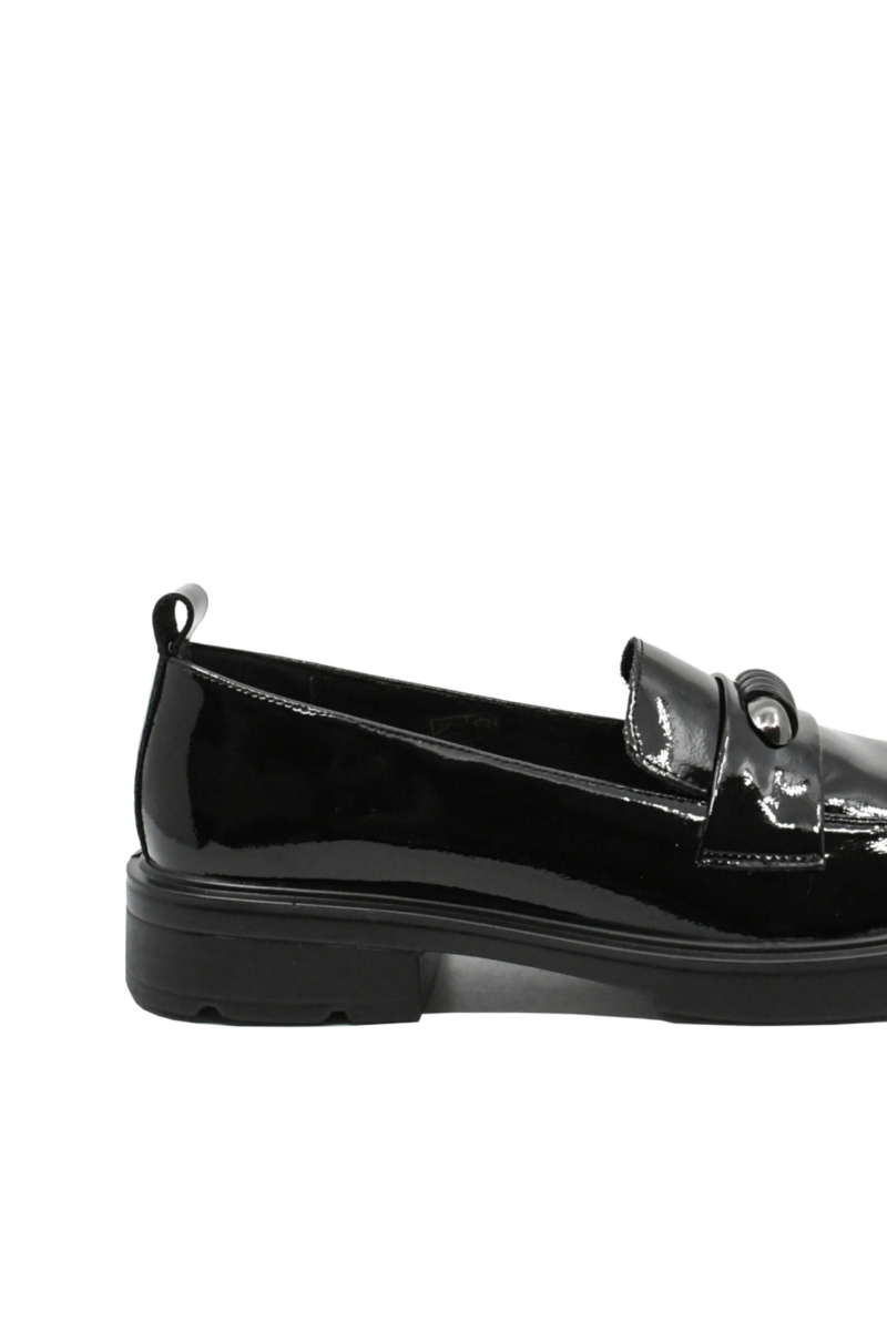 Imagine Pantofi damă moderni stil loafer negri, din lac FNX1227