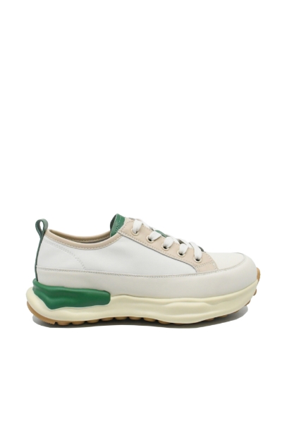Imagine Pantofi sport bej cu detalii verzi din piele naturală OTR60006