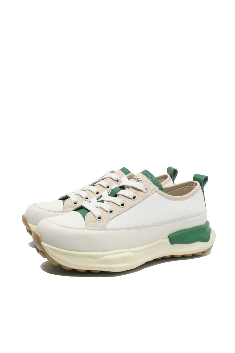 Imagine Pantofi sport bej cu detalii verzi din piele naturală OTR60006