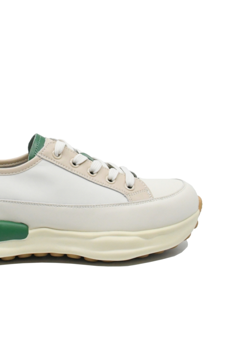 Imagine Pantofi sport bej cu detalii verzi din piele naturală OTR60006