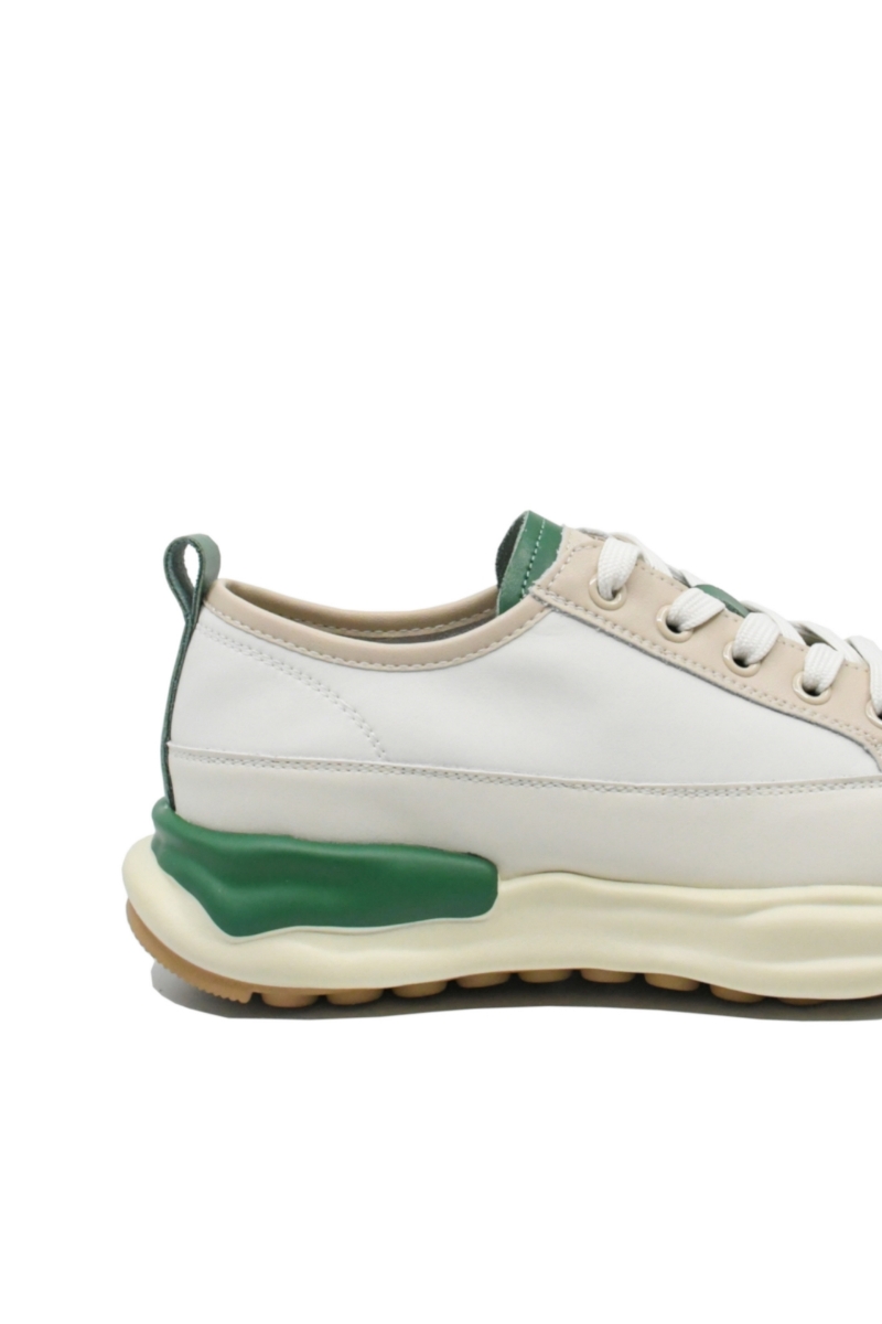 Imagine Pantofi sport bej cu detalii verzi din piele naturală OTR60006