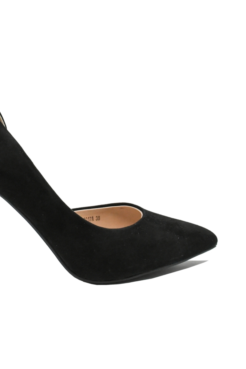 Imagine Pantofi stiletto cu decupaj, negri, din piele întoarsă OTR60017