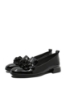 Imagine Pantofi damă negri din lac, cu buchet floral FLG3426