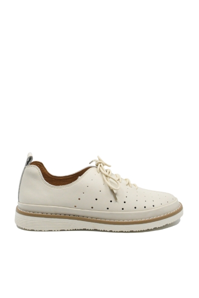 Imagine Pantofi casual bej din piele naturală cu perforații OTR60017