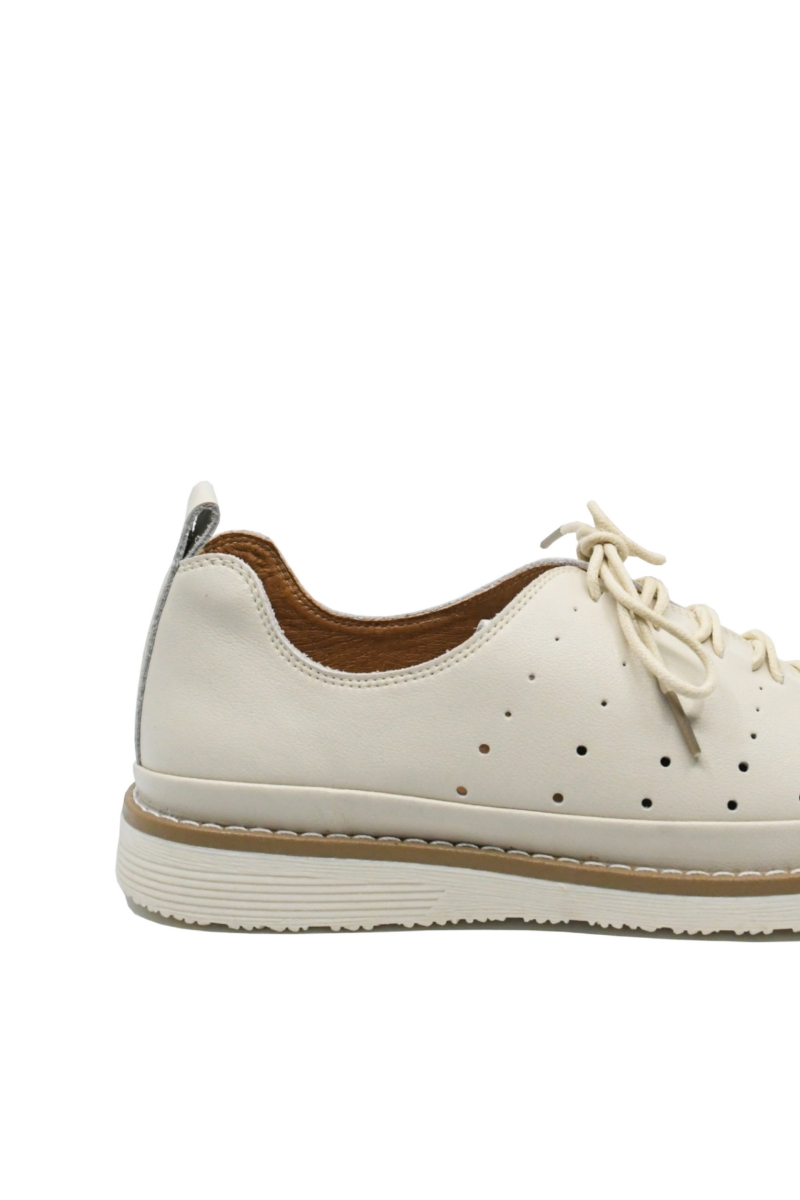 Imagine Pantofi casual bej din piele naturală cu perforații OTR60017