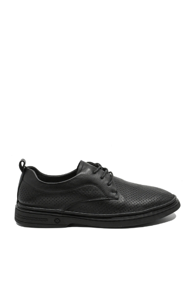 Imagine Pantofi comozi negri din piele naturală cu perforații OTR60003