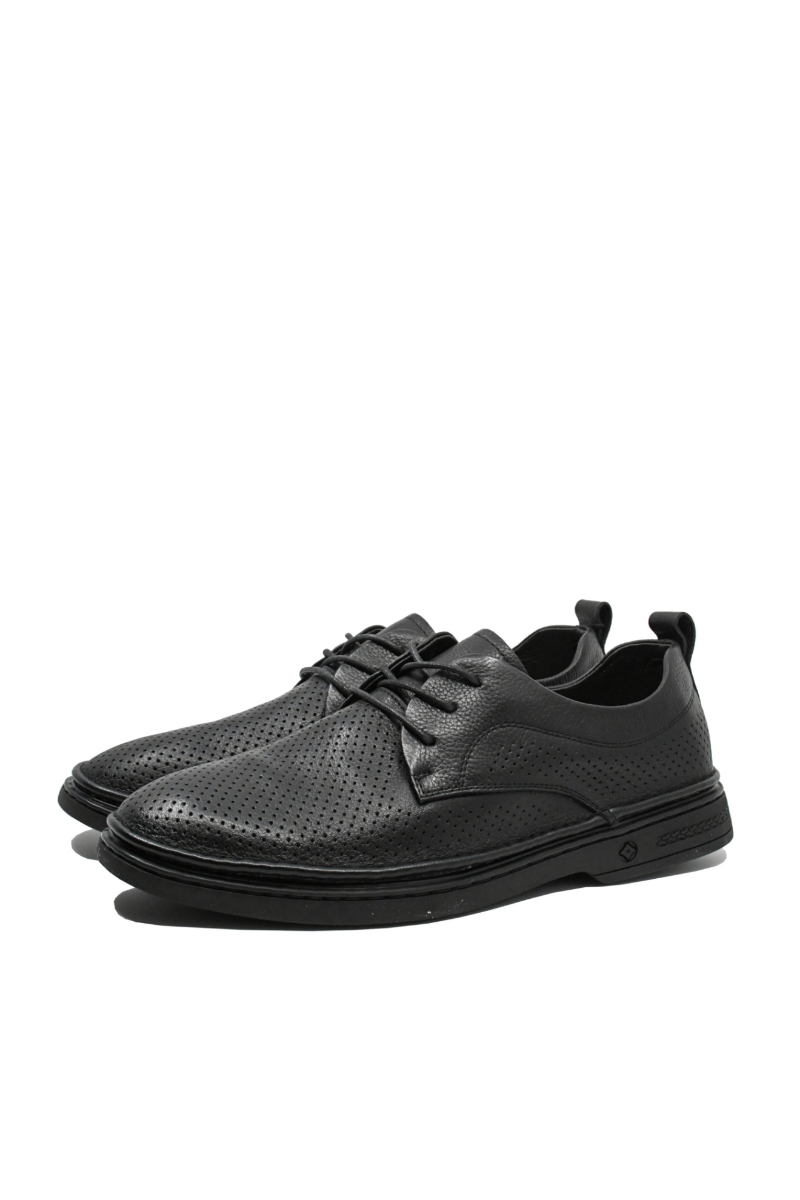 Imagine Pantofi comozi negri din piele naturală cu perforații OTR60003