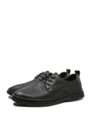 Imagine Pantofi comozi negri din piele naturală cu perforații OTR60003