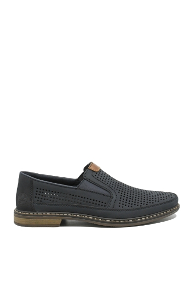 Imagine Pantofi casual bleumarin din piele naturală cu perforații RIK13459-14