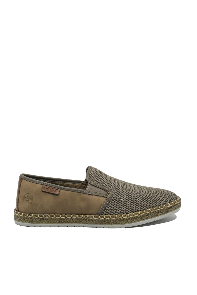 Imagine Mocasini bej bărbați cu material textil plasă RIKB5265-65