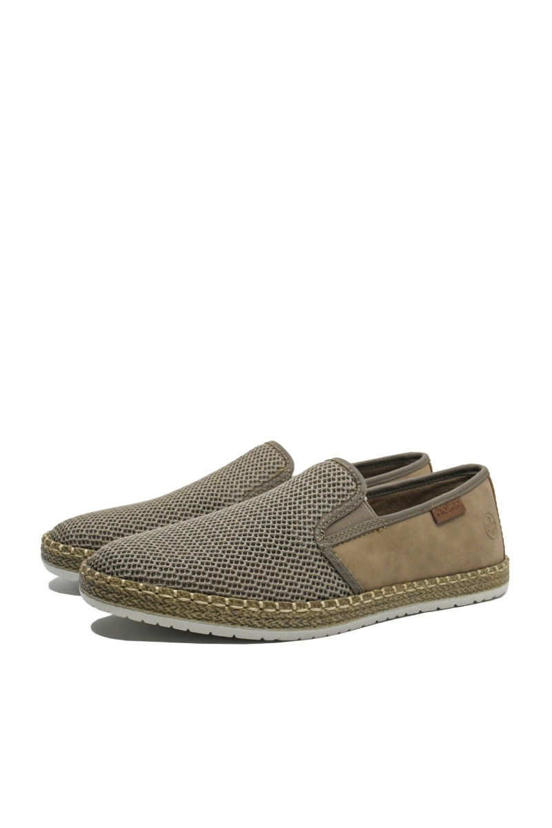 Imagine Mocasini bej bărbați cu material textil plasă RIKB5265-65