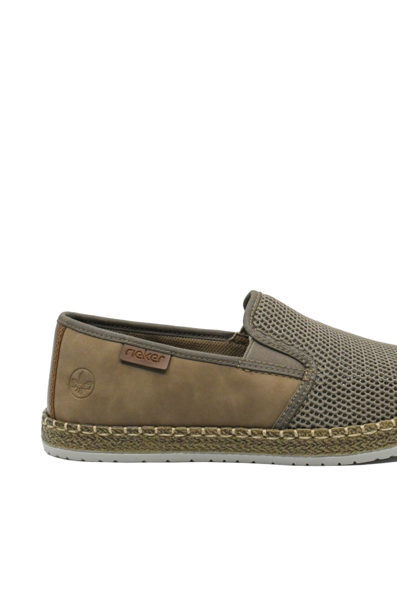 Imagine Mocasini bej bărbați cu material textil plasă RIKB5265-65