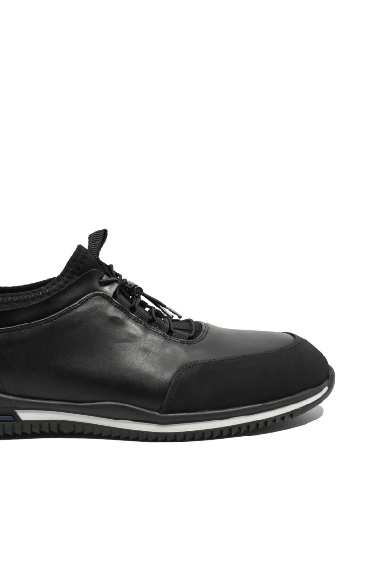 Imagine Pantofi sport din piele naturală, negri cu detalii albe OTR1394