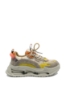 Imagine Sneakers damă galben multicolor, din plasă și piele naturală FNX36868-1